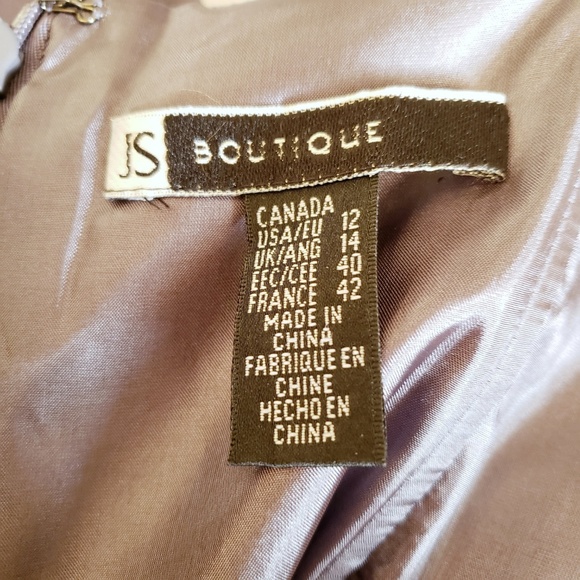 JS Boutique Silver Gray Satin Strapless Dress - Picture 3 of 5